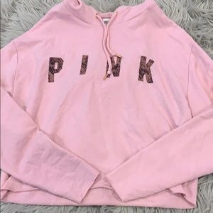 cropped pink hoodie